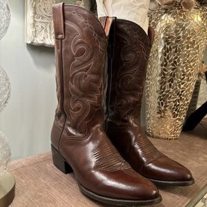 Dan Post Boots Sz 10.5 Embroidered Round Toe Cowboy Mens Brown